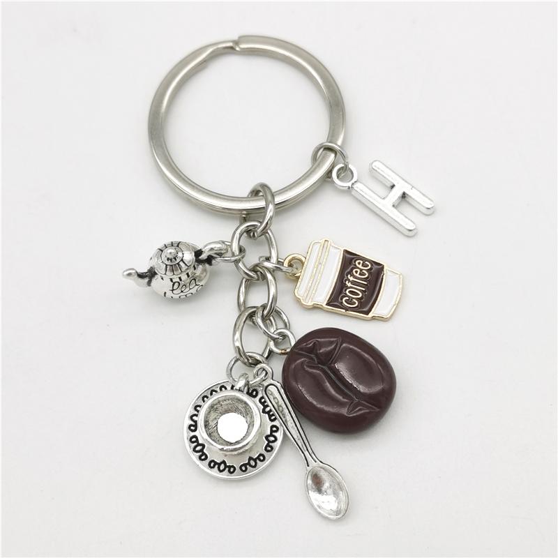 

Брелок с 26 буквами, кулон в виде кофейного зерна, брелок с кофе, повседневный брелок, креативные сувениры, подарки H