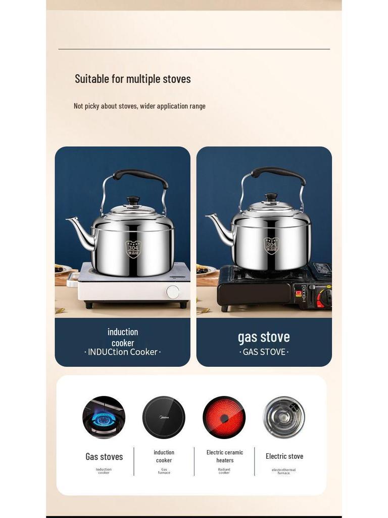 Edelstahl 304 Pfeifkessel: Große Kapazität, geeignet für Induktions- und Gasherde