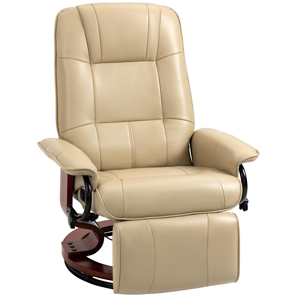 Reclining Swivel Chair, with Footrest - Cream White