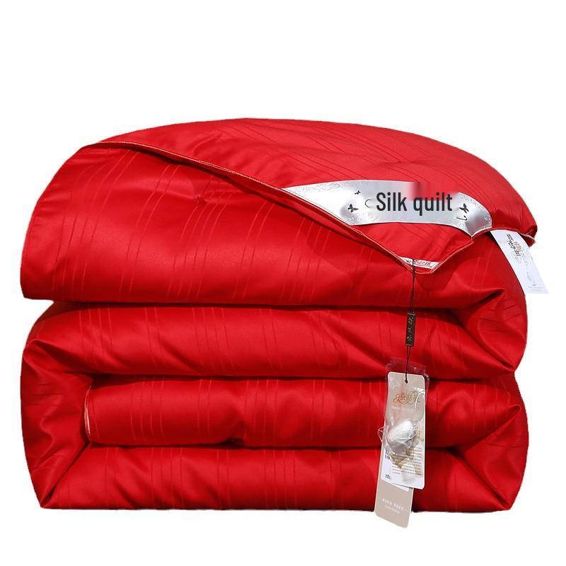 Red Comforter: Down Alternative for All Seasons - Handmade, Thickened Winter, Summer Quilt, Wedding Gift
