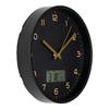 Wall Clock with Digital Display Ø 25 Cm - Black Plastic