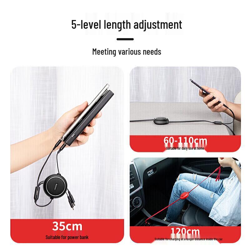 Baseus 3-in-1 Retractable Fast Charging Cable