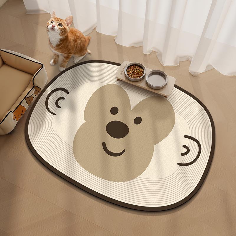 Pet Mat: Water-Absorbent, Leak-Proof Floor Mat for Dogs/Cats, Dirt-Resistant, Anti-Splash, Cartoon Design, Diatomaceous Earth.