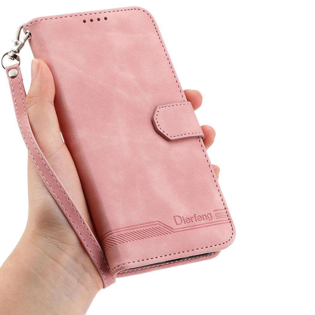 DIERFENG DF-03 For Realme C75 4G/Realme V60 Pro 5G Leather Case Lines Imprint Wallet Phone Cover