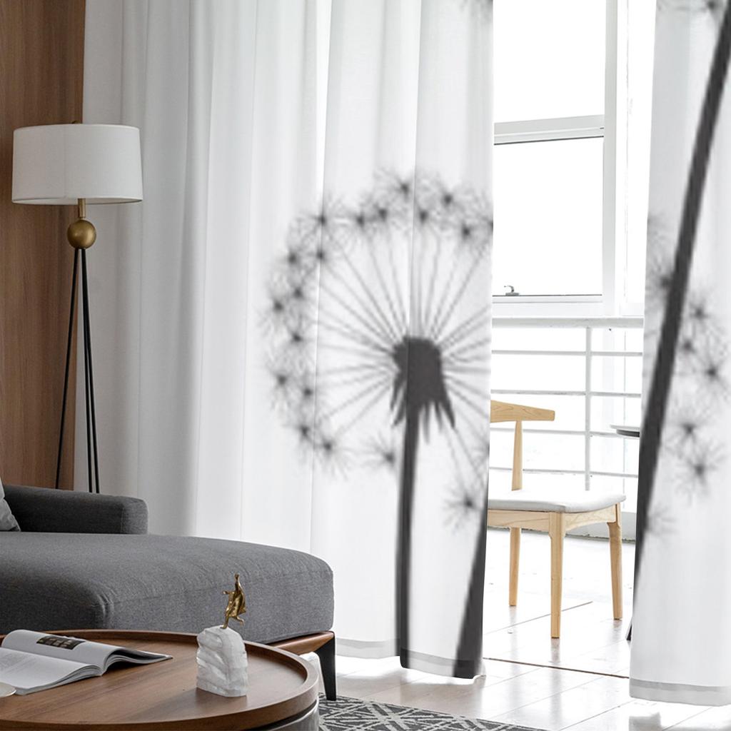 Păpădii Negre Perdele Transparente din Tul Alb pentru Camera de Zi Camera Dormitor Bucătărie Decorare Voile Organza Perdele