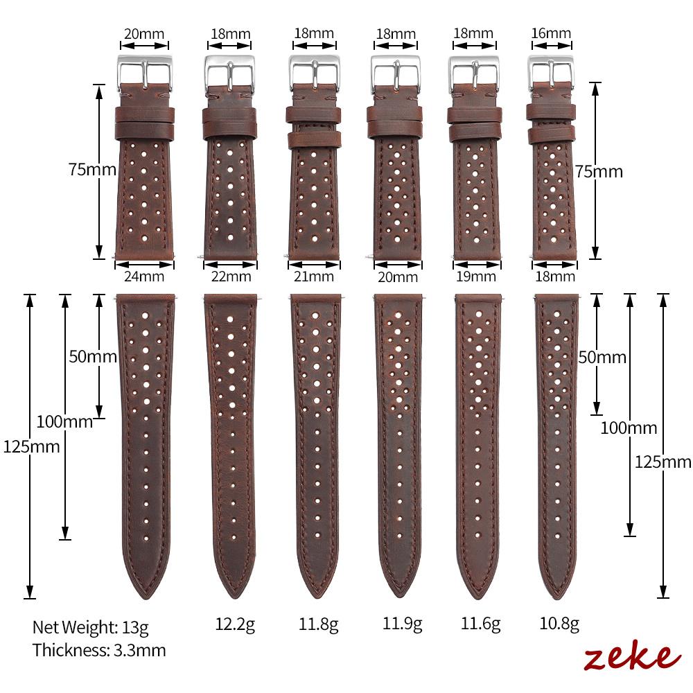 18mm 20mm 22mm Vintage Racing Leather Watchbands 19mm 21mm 24mm Handmade Brown Quick Release Strap Breathable Porous Watch Strap