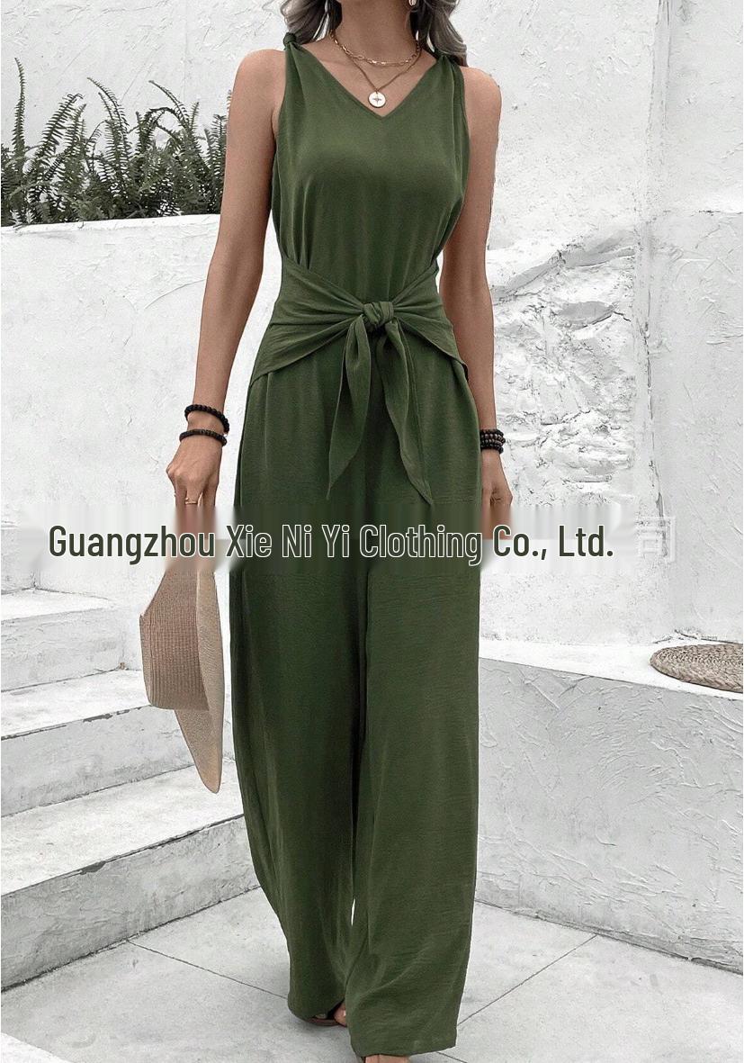 2024 Women s Short Sleeve Solid Color V-Neck Ice Silk Casual Top - Spring/Summer Fashion Large
