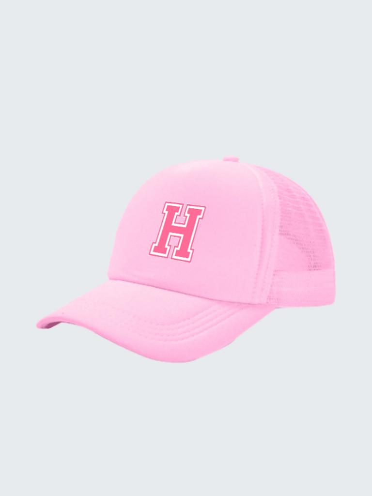 1pc Kid's 26 Alphabet Baseball Cap, Fashion Versatile Casual Sun Hat,Pink Mesh Breathable Trucker Cap, Suitable For Girls