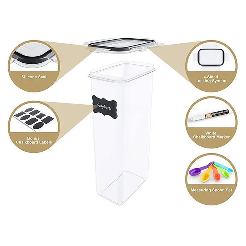 7Pcs/Set Kitchen Sealed Jar Grain Storage Box Refrigerated Odor-Free Transparent PP Fresh-Keeping Box (BPA Free,FDA Certified)