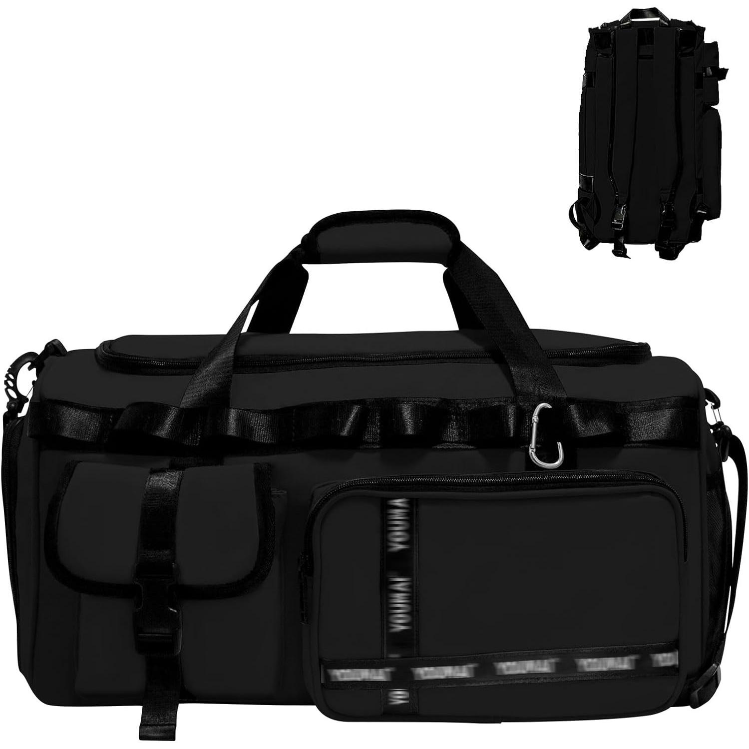 

Спортивная сумка Дорожная сумка для взрослых Большая спортивная сумка с отделением для обуви и отделением для мокрой одежды Сумка для спортзала Дорожная сумка на 65 л Сумка для плавания Ночной выходной чёрный