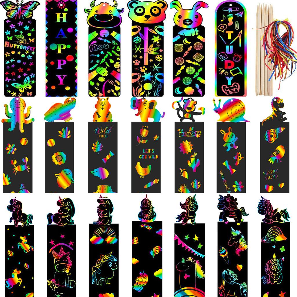 24 szt. Zwierzęce Zabawki DIY Zdrapywanka Malowanka Papier do zdrapywania Kosmita Kolorowy Papier do zdrapywania dla Dzieci