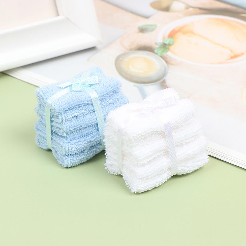 1:12 Dollhouse Miniature Towel Bath Towel Face Towel Set Model Bathroom Furniture Decor Accessories Toys