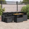 Vidaxl 8-Cz. Furniture Set With Cushions, Black, Poly Rattan And Acacia