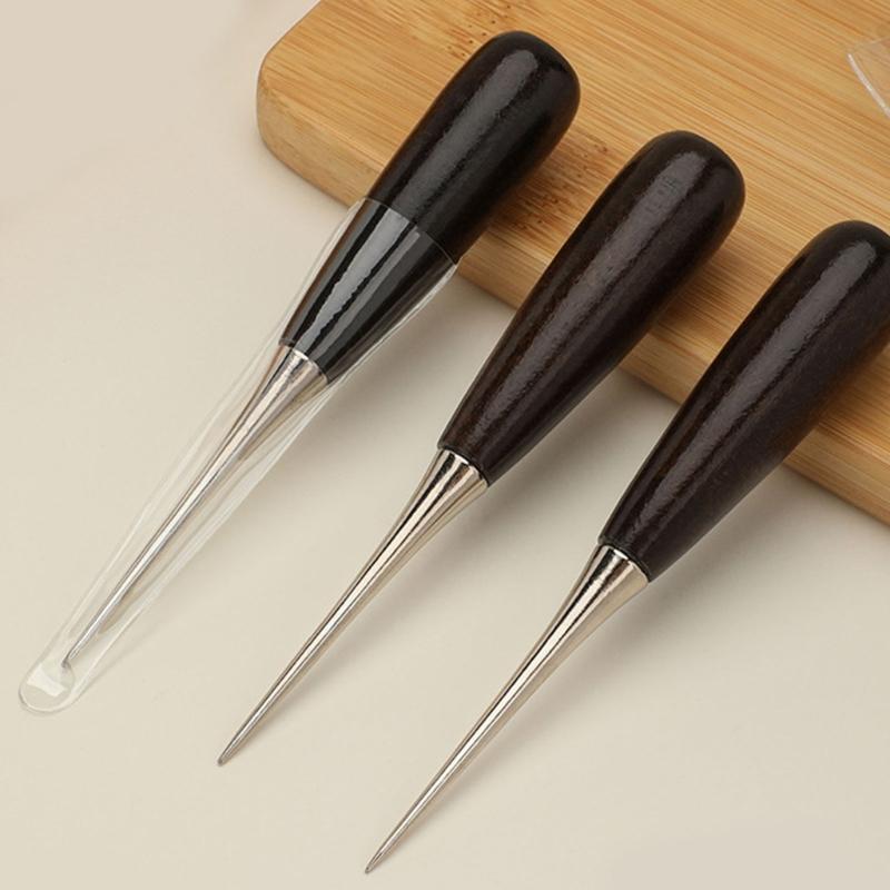 10Pcs Professional Leather Awl with Pointed Tip Wood Handle Sewing Awl Tool For Leather Craft Tailoring Hole Punching
