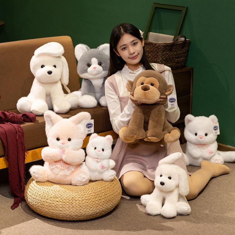New Meigehai Hello Animal Series Cute Plush Doll Doll Riss Fox White Puppy Soothing Gift