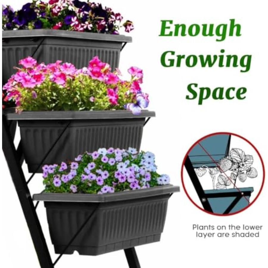 2 Pack Vertical Raised Garden Bed 5 Tiers Elevated Planter Box for Herbs Vegetables Flowers Garden Vertical Planter with Draina