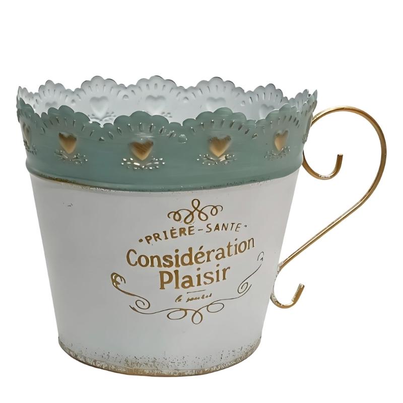 Vaso da Fiori in Ferro Embossé di Pizzo Fioriera Vaso da Fiori da Scrivania Fioriera per Piante Vaso da Piante Secchio per Piante da Balcone Per Piante o Oggetti Decorativi