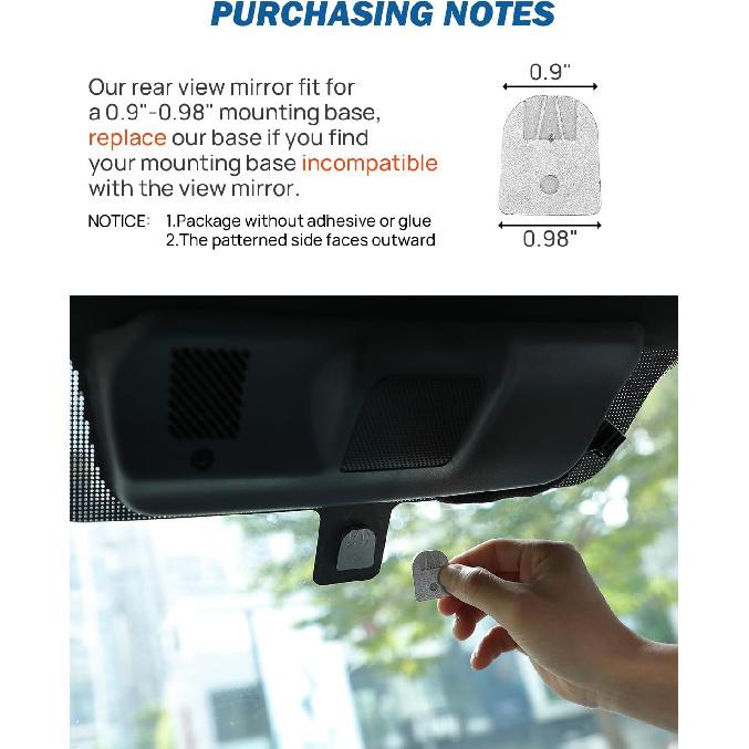 JOYTUTUS Rear View Mirror, Interior Rearview Mirror Kit, Anti-Glare, Universal Fit Type OEM Product Compatible With Toyota, Ford, Jeep, Hyundai, Kia,