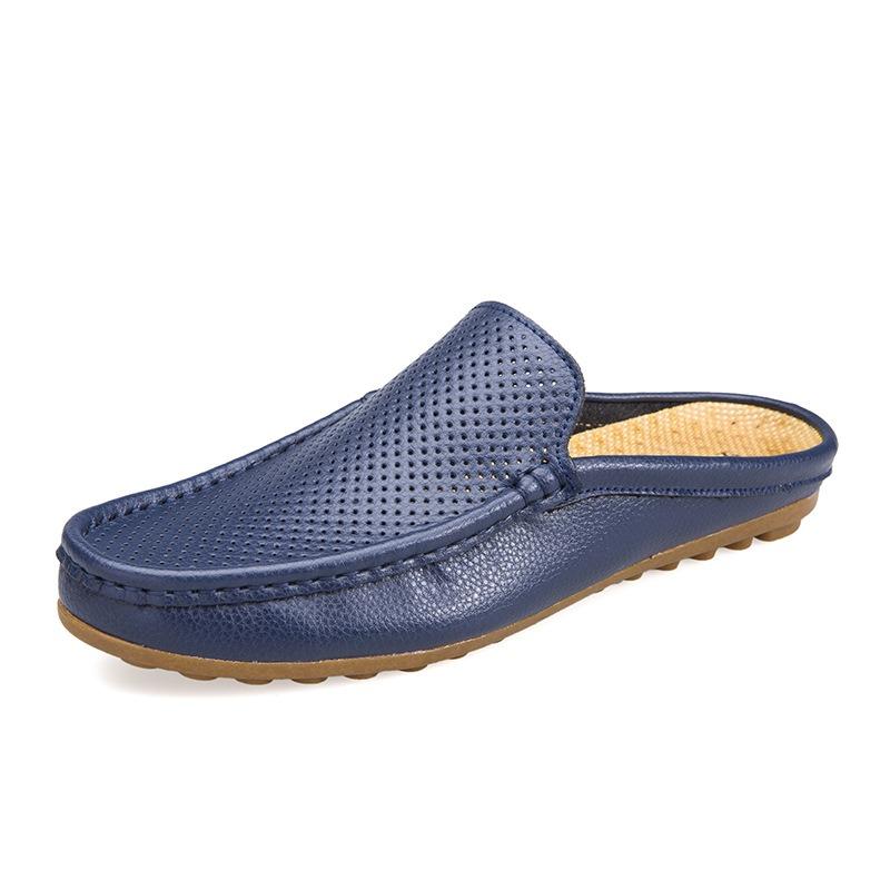 Men's sandals wear half slippers men's leather summer breathable fashion trendy shoes bag head casual shoes breathable men's shoes