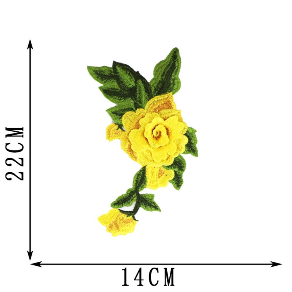 

Polyester Fiber Embroidery Peony Patch 22*14CM DIY Handmade Sew On Patch Clothing Accessories Embroidery Repair Patch Jeans жовтий