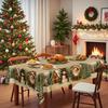 European Christmas Tablecloth, Waterproof And Oil-Proof Printed Dining Table Cloth, Santa Claus Snowman Pine Cone Printed Dining Table Tablecloth