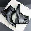 Winter Hot Selling High Top Workwear Shoes Pointed Trendy Chelsea Boots Thick Soled Wear-resistant Men's Business Boots Brown