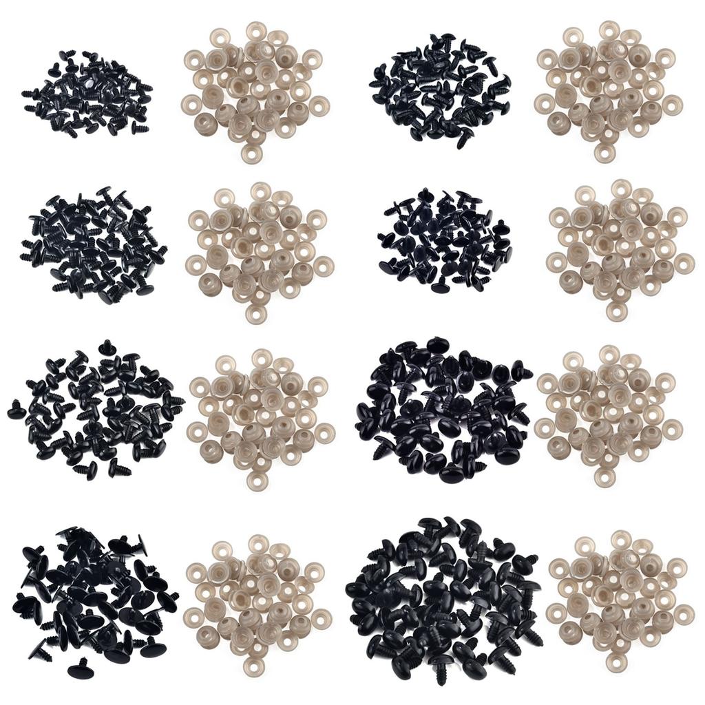 50pcs Black Doll Oval Eyes Black Plastic Safety Noses For Bear Dolls Animal Puppet DIY Crafts Kids Toys Doll Eyes Accessories