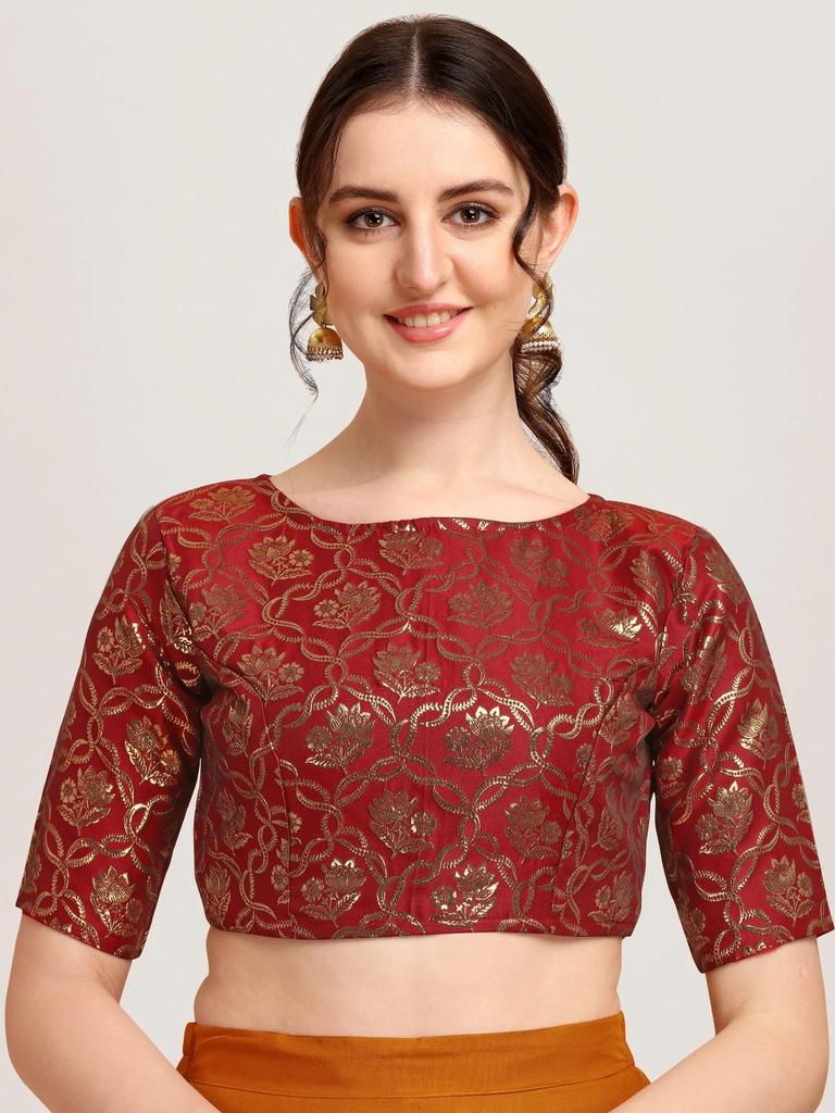 Indian Pakistani Designer Choli Women's Party Wear Ready Made Jacquard Blouse