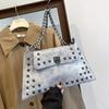 Golden Leather Texture Single Shoulder Casual Women's Hand-held Bag - Vintage Rivets Armpit Slung