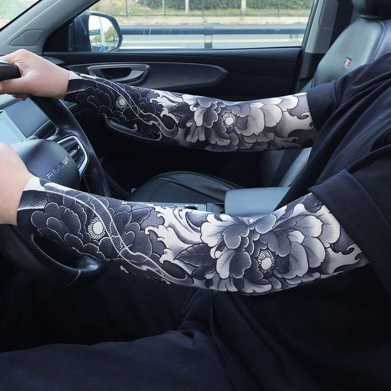 

Ледяной шелк Татуировка пиона Нарукавник Мужской Уличный Для вождения Защита от солнца Рукава Женский Летний Рукав Тренд Мужской Стильный Нарукавник Black Peony All yards