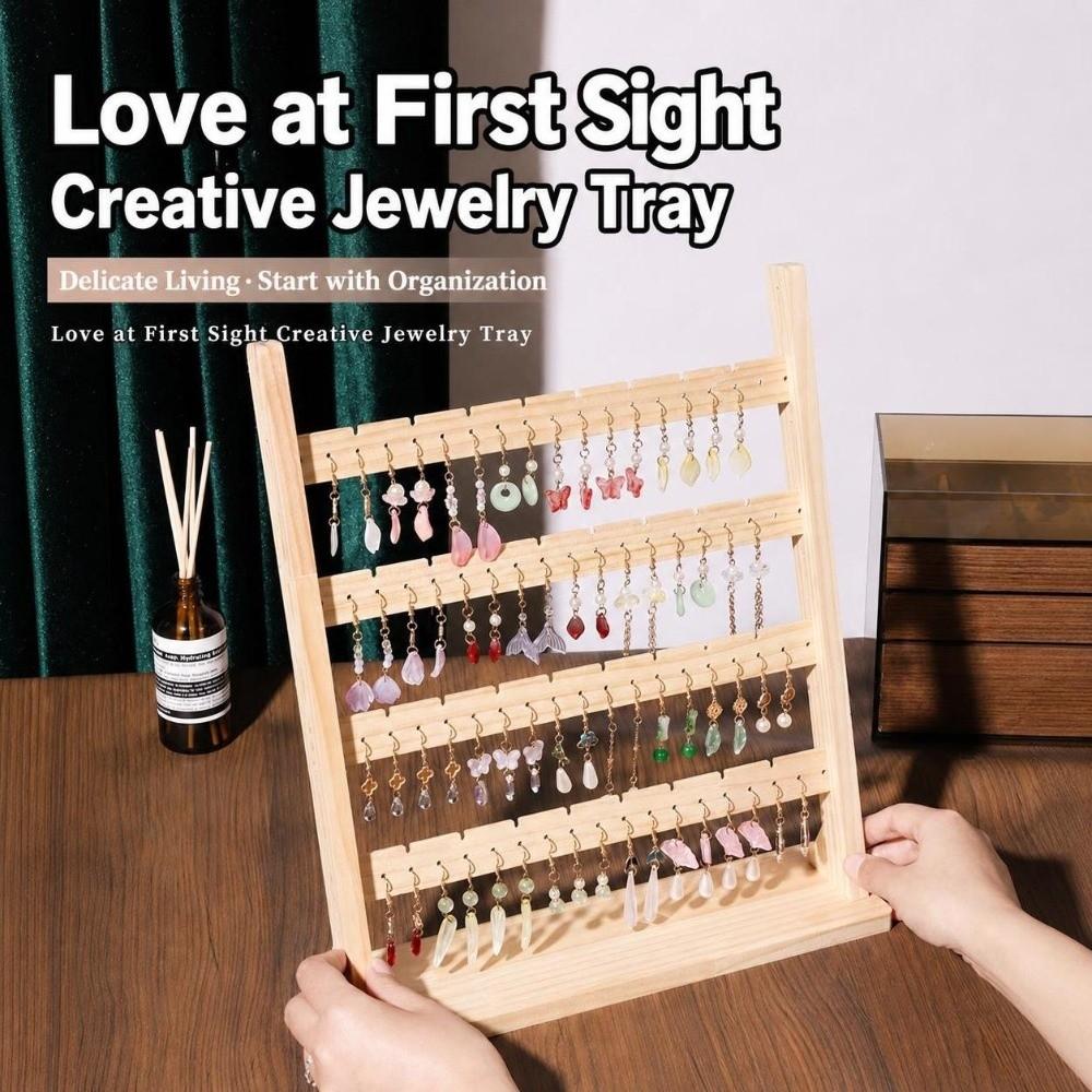 Wooden Earring Holder Organizer 4-layer Necklace Display Rack Jewelry Holder Display for Boutique