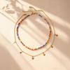 Dopamine color scheme Bohemian color beaded necklace multi-layered wearing rice beads star pendant collarbone chain