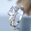 Luxury Female White Zircon Stone Heart Ring CopperColor Elegant Gift Wedding Jewelry For Women