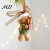 Seasonal Branch Decorations Christmas Resin Animal Ornament, Vintage Hanging Decor with Ribbon, Cute Bow Tree Ornaments Dog Santa Bear Patterns