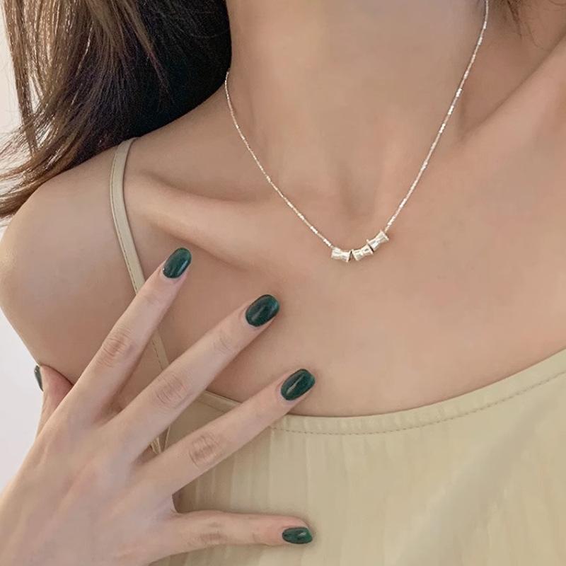 PANJBJ 925 Sterling Silver Irregular ShellNecklace for Women Minimalism Fashion Design Trend Sweet Jewelry Gift Dropshipping