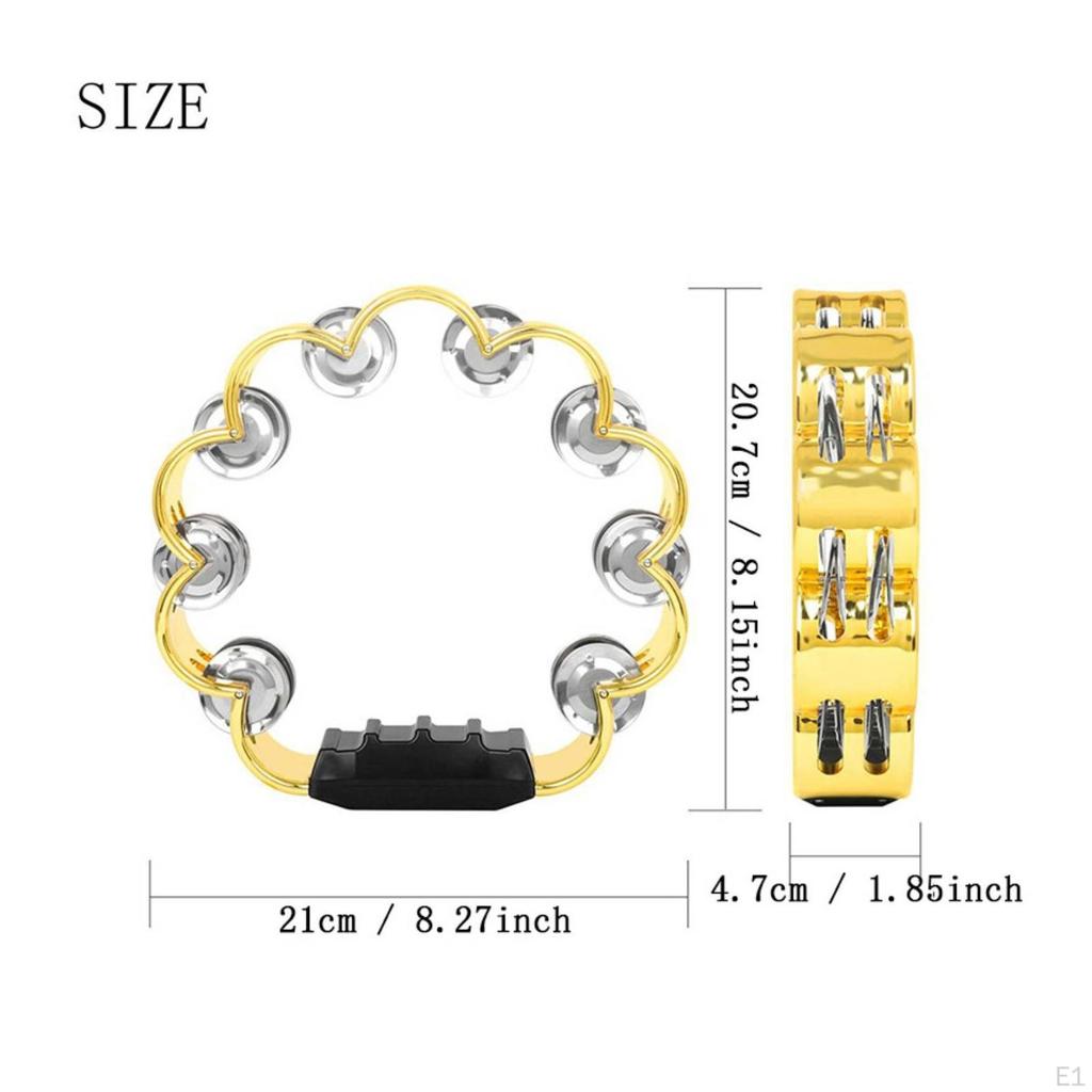 Tambourine with Grip Handle Comfortable Ergonomic Hand Percussion