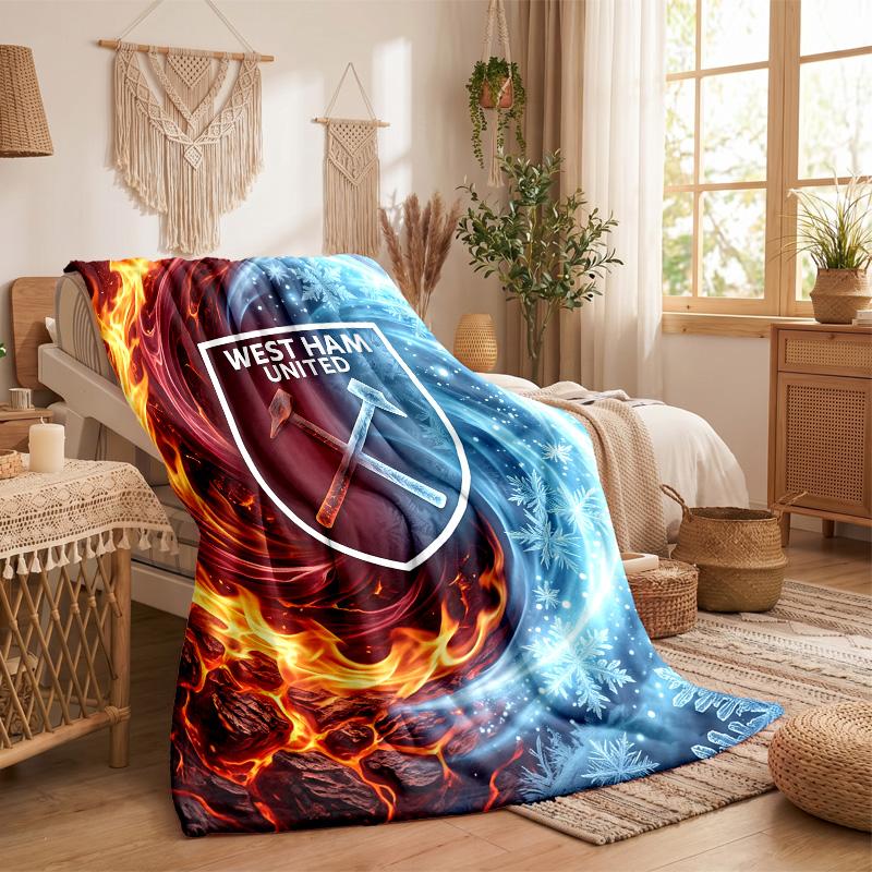 West Ham United Football Print Flannel Blanket Soft Warm Sofa Bed Throw Blanket For Home Office Bedroom