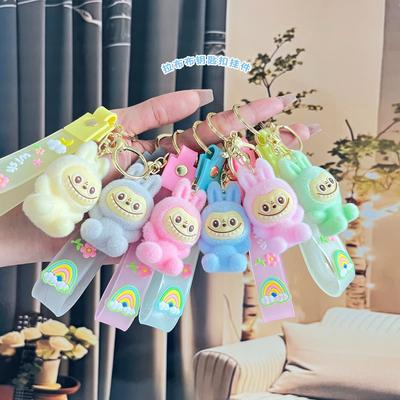 Soft Rubber Flocked Sheep Doll Pendant Doll Plush Toy Keychain Cartoon