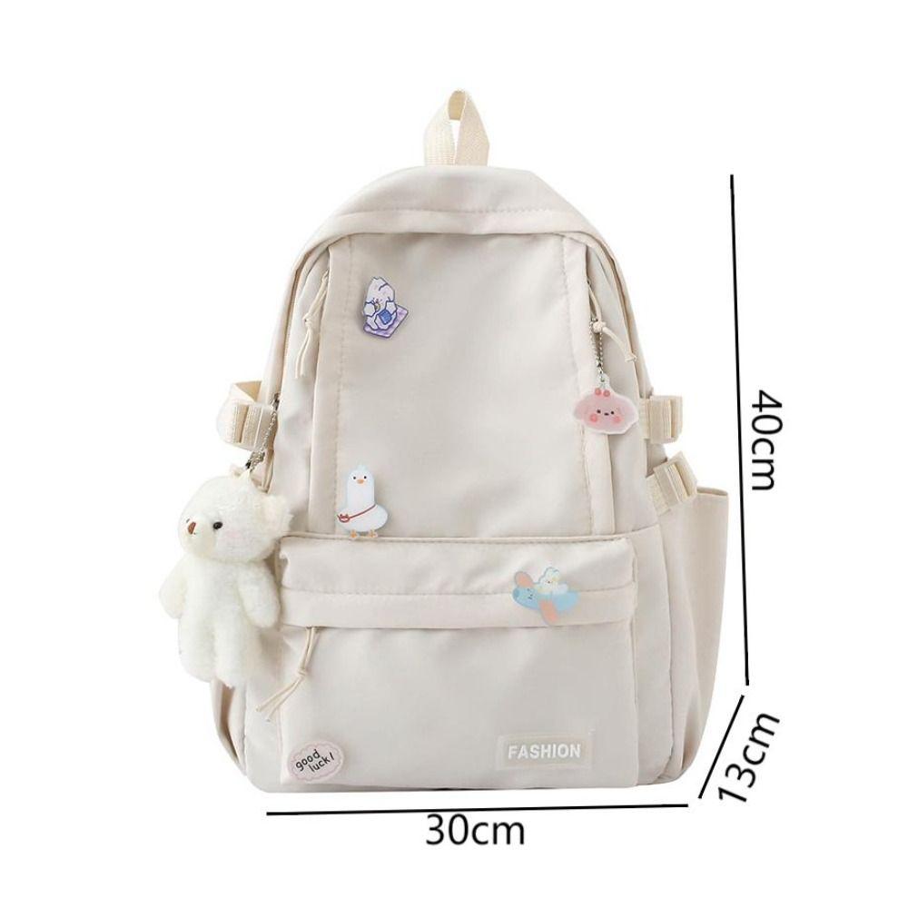 New Large Capacity School Bag Portable Solid Color Lightweight Backpack Adjustable Strap Canvas Travel Bag Unisex