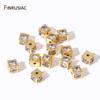 18K Gold Plated Inlaid Zircon Square Spacer Beads, Brass Metal Beads Separator For DIY Beading Jewelry Making Supplies