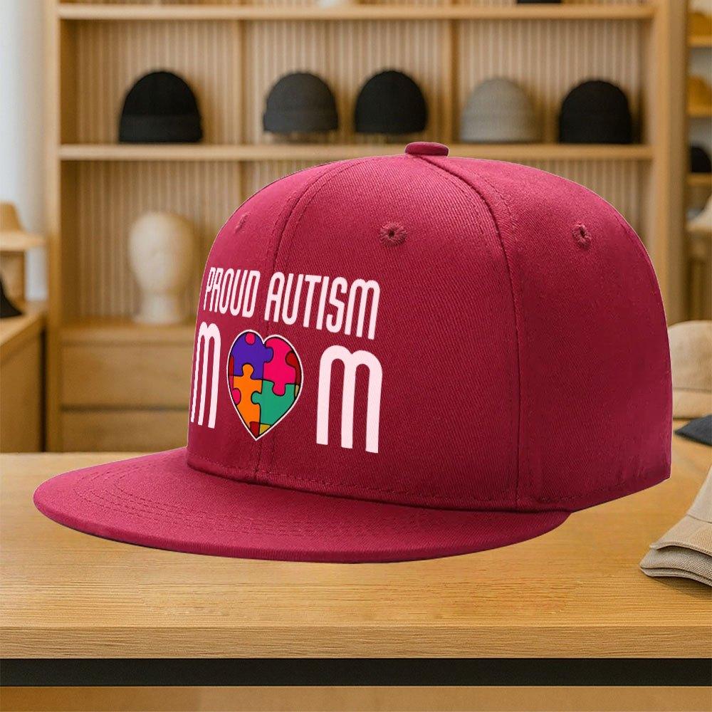 Proud Autism Mom Puzzle Heart Graphic Baseball Cap Polyester Snapback Adjustable Adult Hat Casual