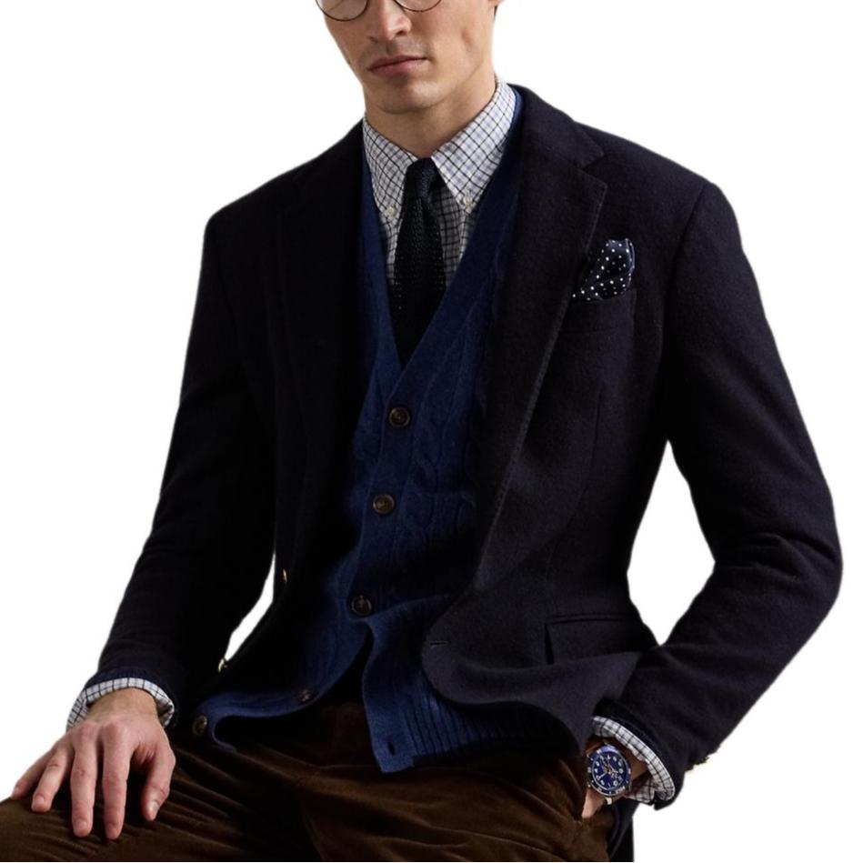 Polo Ralph Lauren Button Placket Ribbed Knit Hem Cable Sweater Men sweater MNPOSWE16822430-410