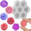 7-fache Schokoladenkuchen-Backform 3D Rose Pfingstrose Kerze Seife Form Neue Blumen Silikonformen