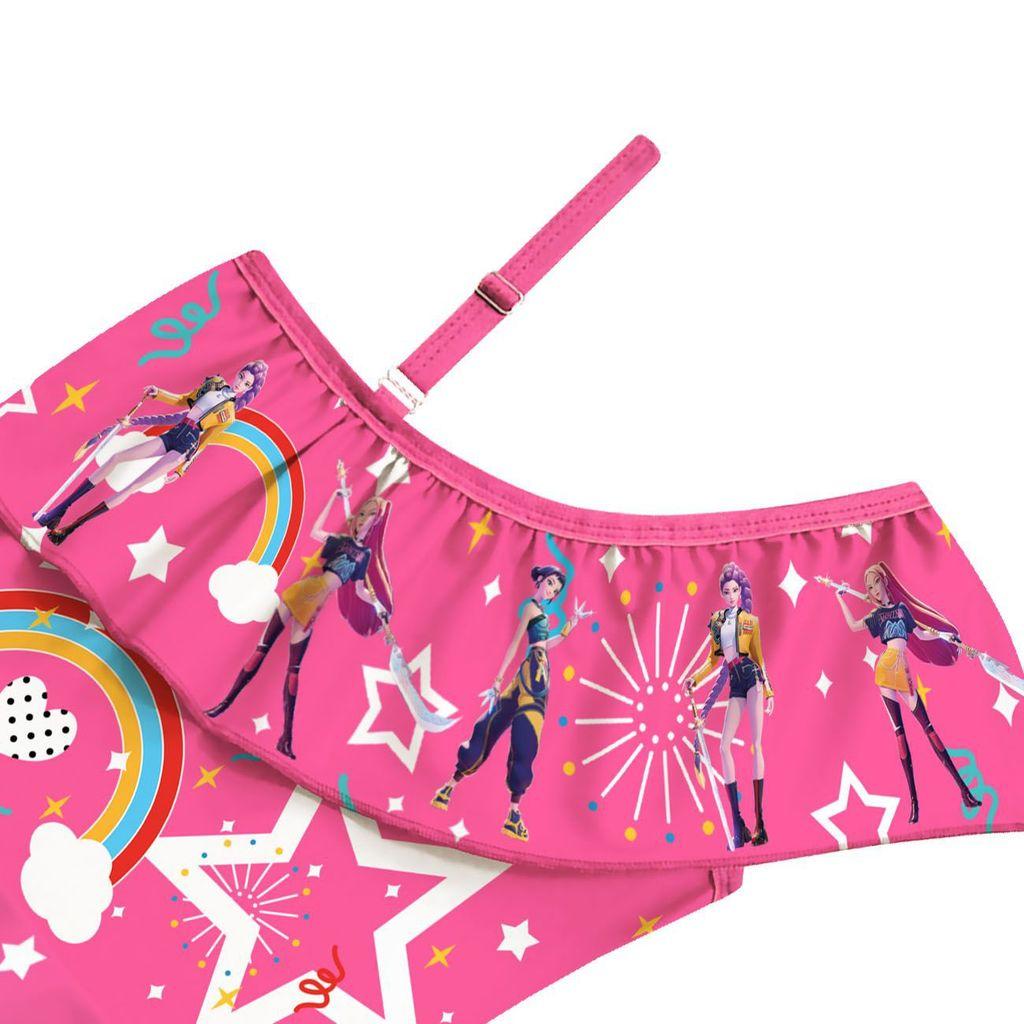 Kids Girls Anime Cartoon K-Pop Rumi Zoey Mira Print One-piece Swimsuit Swimwear