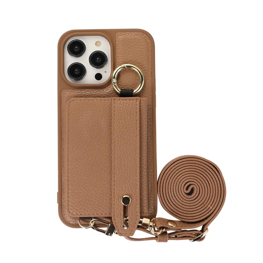Crossbody Lanyard Phone Case for IPhone 15 14 Plus 13 12 11 Pro Max Card Holder Wallet Leather Cover with Wrist Shoulder Strap