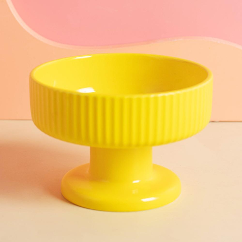 

Cute Pet High Footed Cup Bowl Dopamine Color Pet Drinking Feeder Cat Bowl Water Container Style2