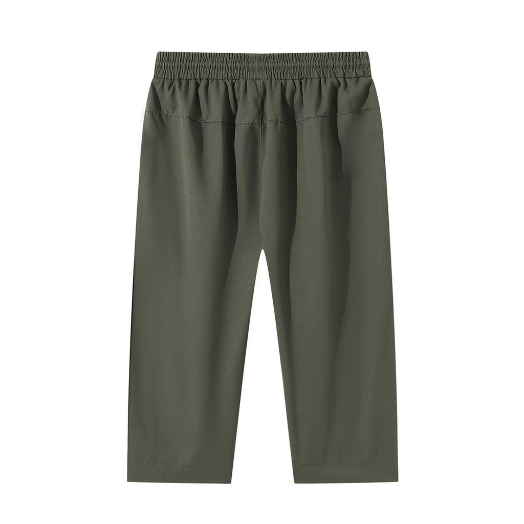 Herren Sieben-Viertel-Hose Elastischer Bund Kordelzug Tasche Lässig Strand Yoga Capri-Hose Leicht Bequem