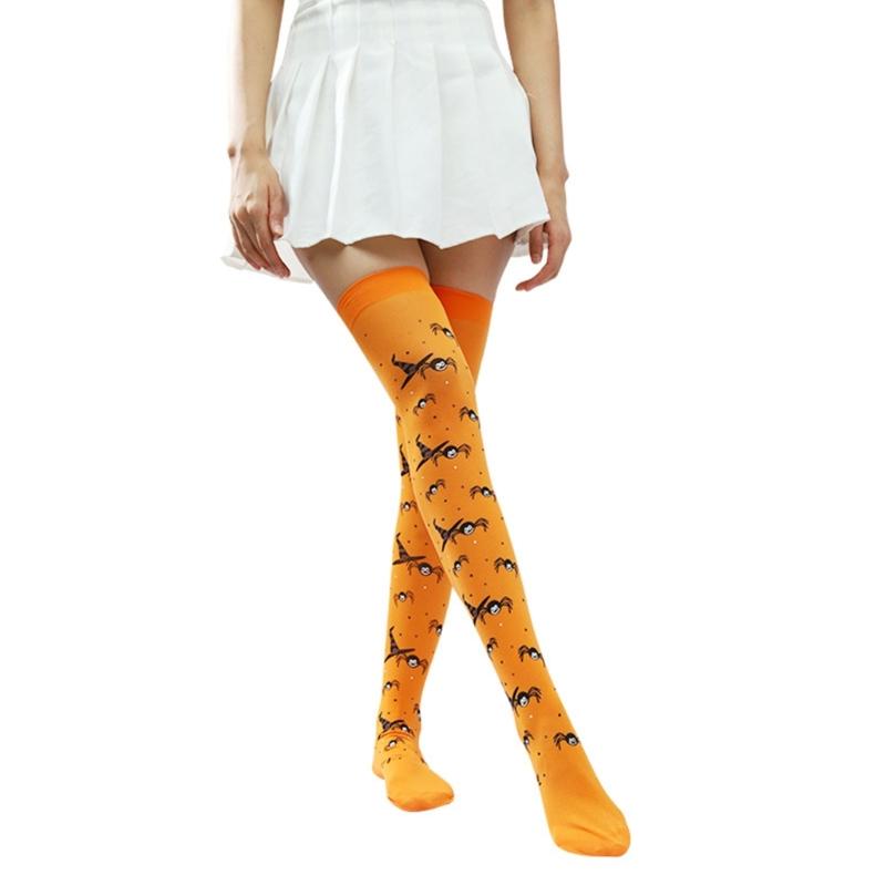 Over Knee Thigh Socks Halloween Thigh High Stockings Novelty Hosiery Printed Long Stockings for Womens Girls Gifts
