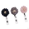 3 of pack Cute Teacher Retractable Flower Applique Reel ID Badge Holder