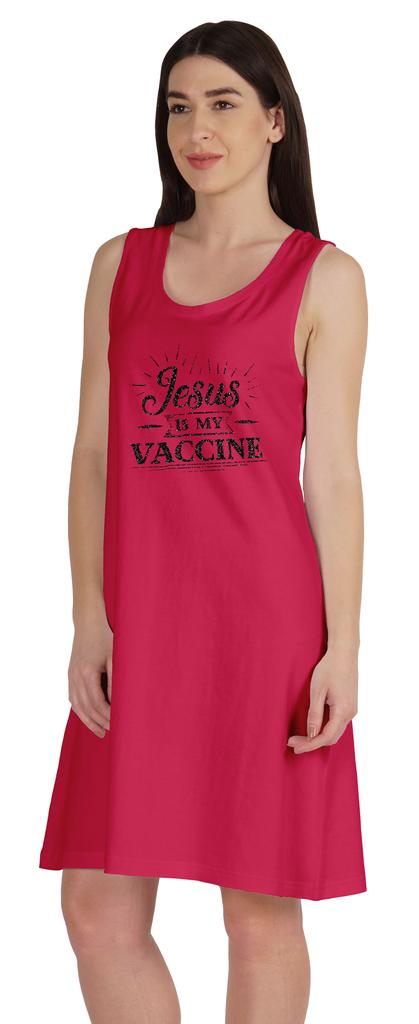 Inkmeso Jesus Is My Vaccine T-Shirt Funny Pro Vaccine Summer Scoop Neck